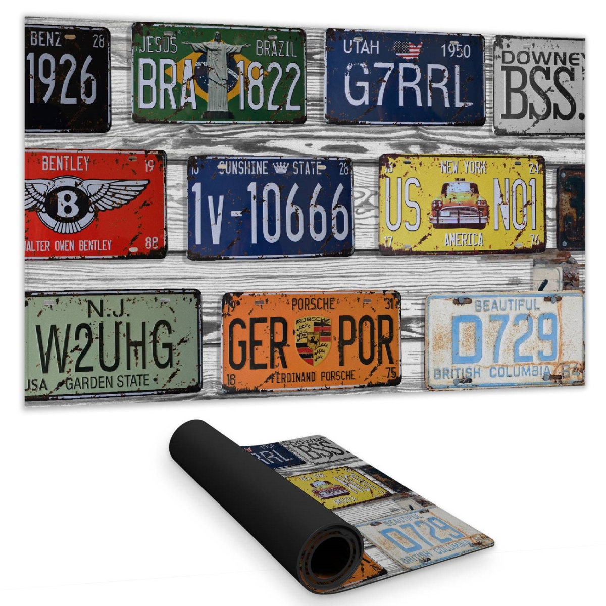 C1DM1424OJYL18 14 x 24 in. Number Plates Desk Mat - Man Cave Decor - Typo & Symbol Shapes