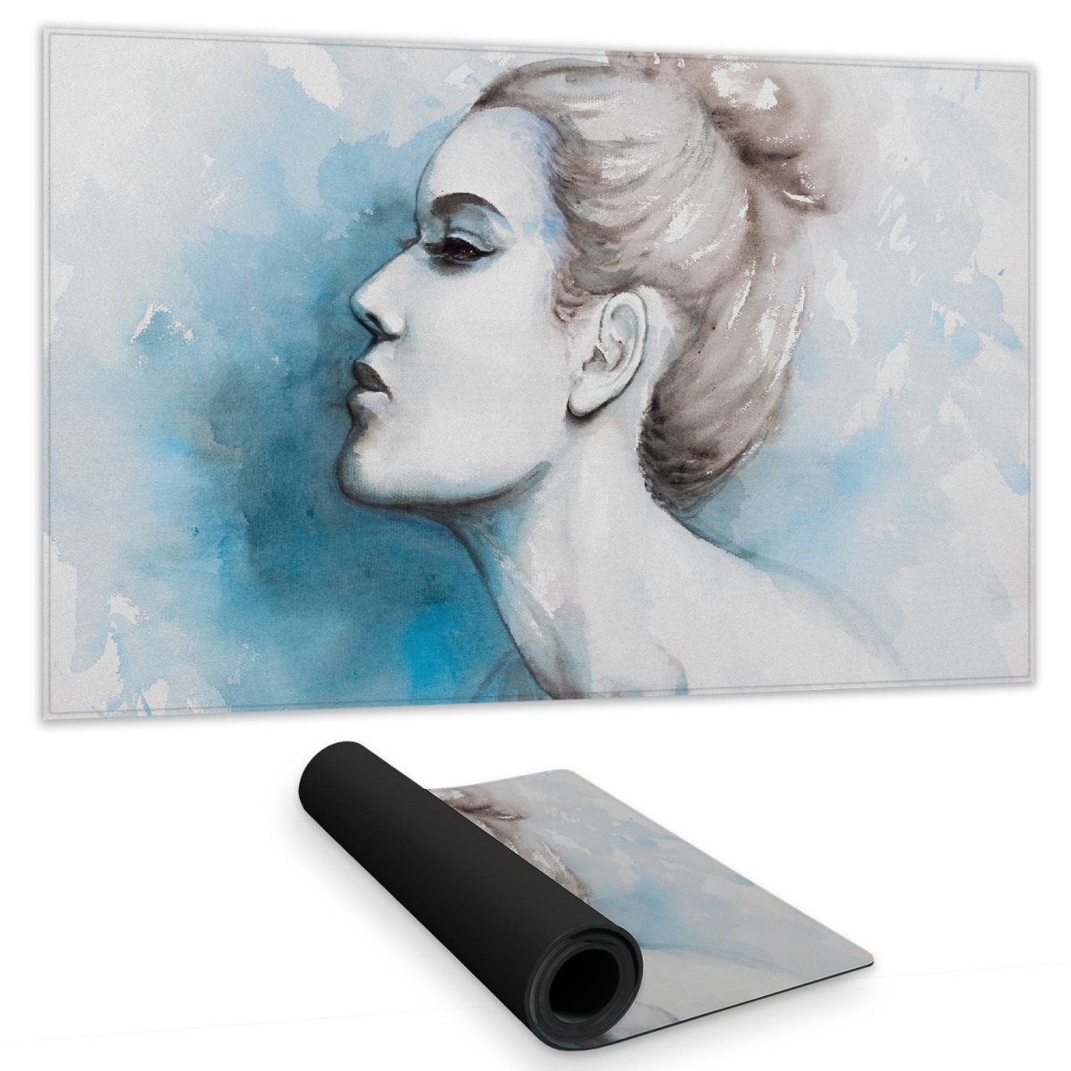C1DM1424YBOVRE 14 x 24 in. Watercolor Abstract Girl Profile Desk Mat - Home Decor Beauty