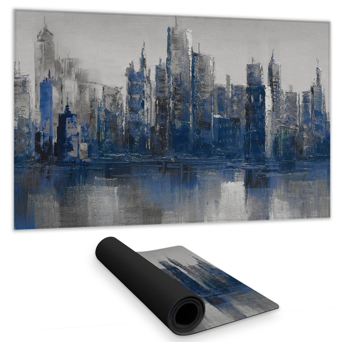C1DM1424I7SJ46 14 x 24 in. Blue Cities Bedroom Desk Mat - Melancholy City Home Decor
