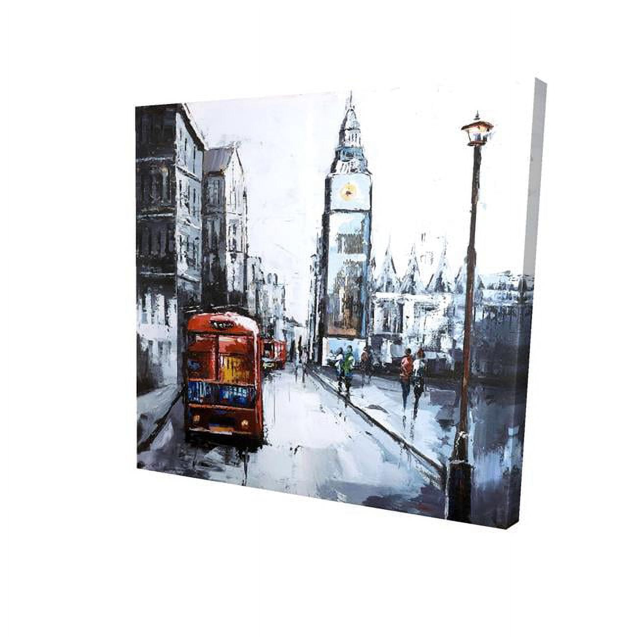 16 x 16 in. Abstract London & Red Bus-Print on Canvas