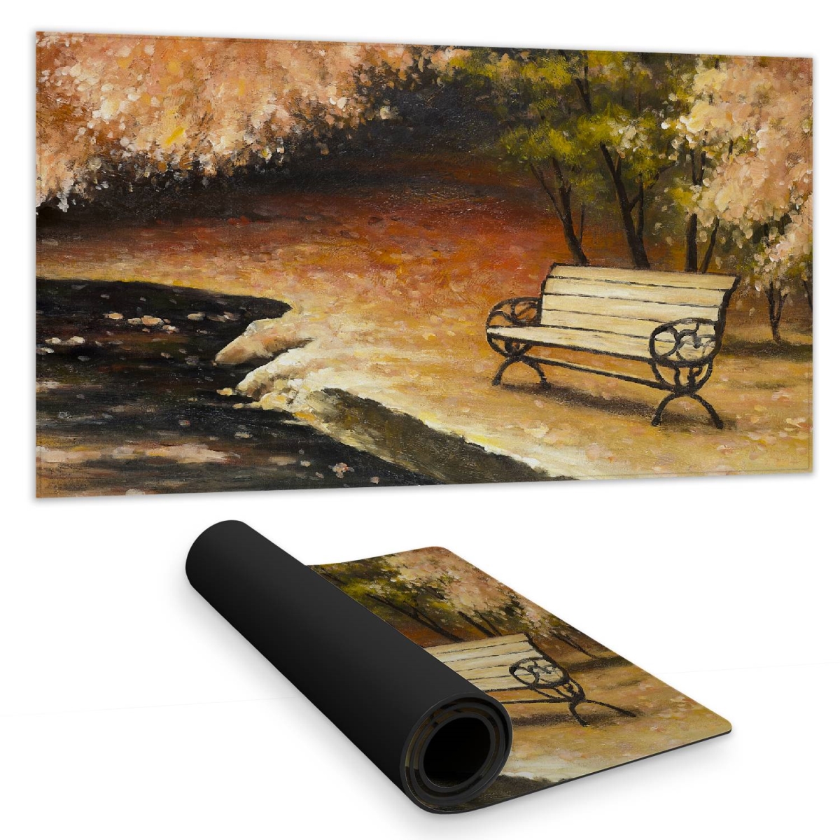 C1DM1531NUFZRF 16 x 32 in. Park Bench by Fall - Brown Desk Mat for Home Decor Bedroom