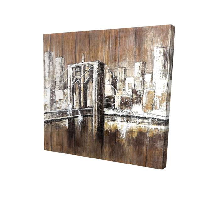 16 x 16 in. Aged Finish Brooklyn Bridge-Print on Canvas