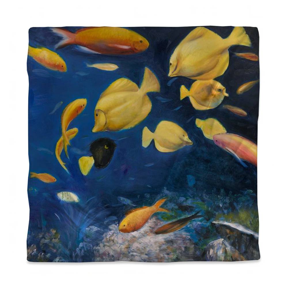 3817-SWCQ-AN170 Blue Fish Under the Sea Queen Size Duvet Cover - Contemporary Home Decor