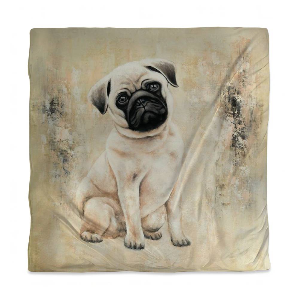 3817-SWCQ-AN215 Small Pug Dog Queen Size Duvet Cover - Animals Bedroom Decor Contemporary