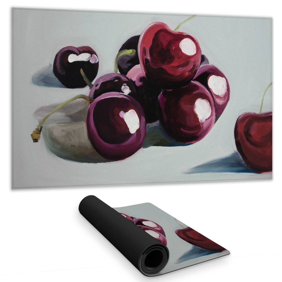 C1DM1424DV47BY 14 x 24 in. Romantic Kitchen White Desk Mat - Glossy Dark Cherries Decor