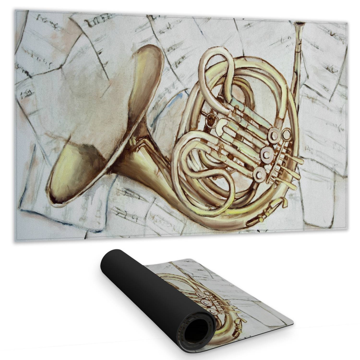 C1DM1424TUUTNZ 14 x 24 in. Horn on Music Sheet Desk Mat - Illustrative Home Decor