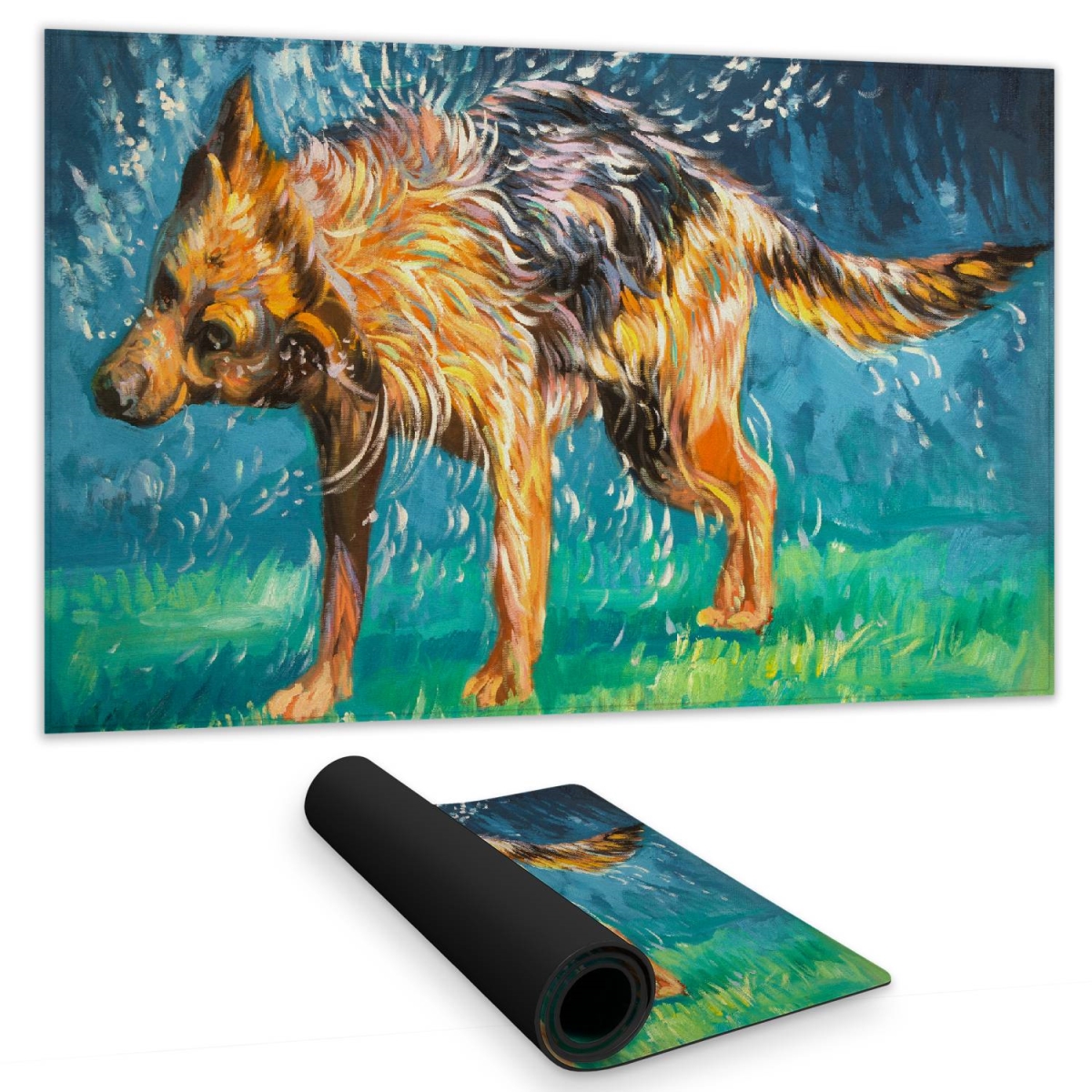 C1DM1424BFA8HR 14 x 24 in. Blue Animals Desk Mat - Spin-Dry German Shepherd Decor