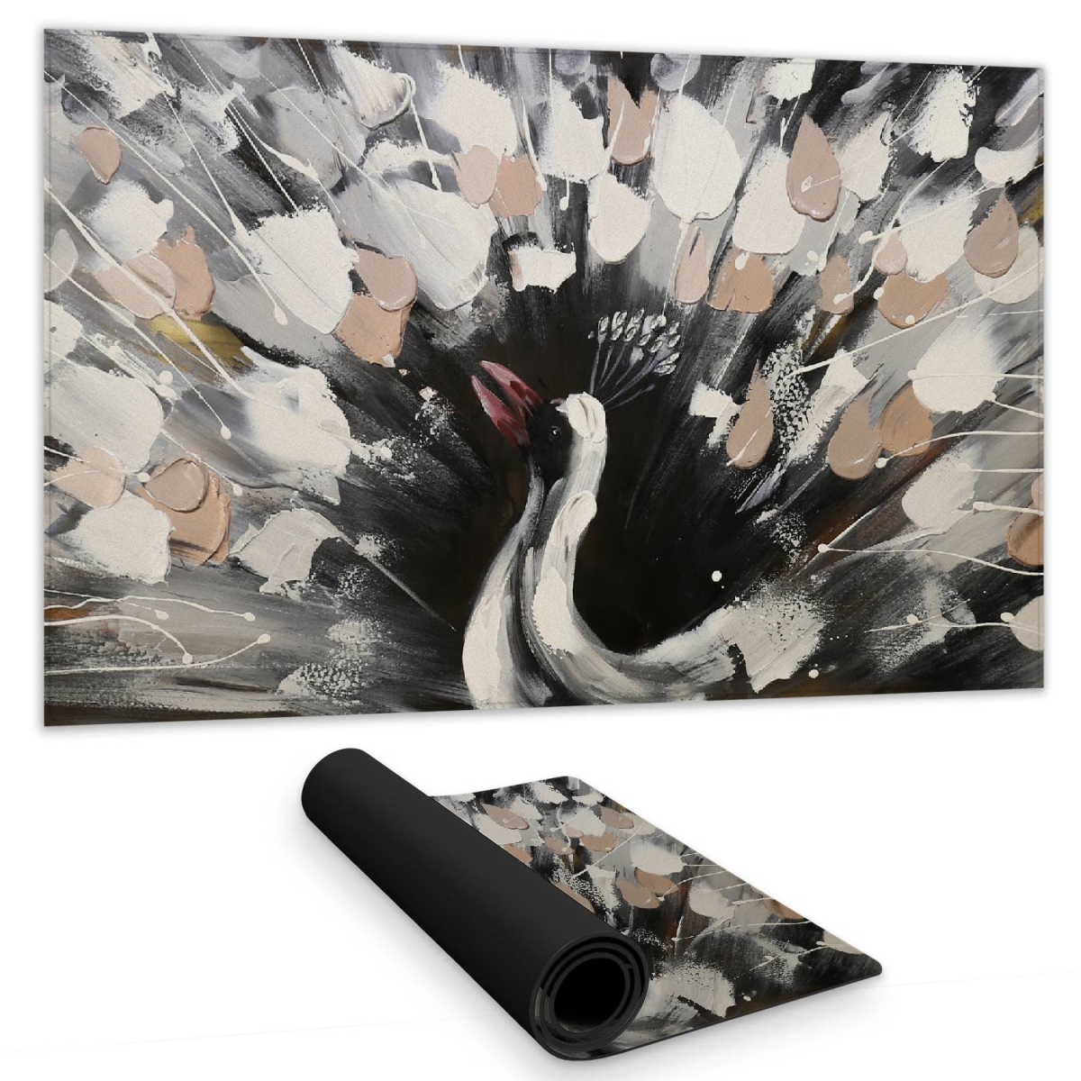 C1DM1424OOPFC1 14 x 24 in. Bird White Desk Mat - Spotted Abstract Peacock Home Decor