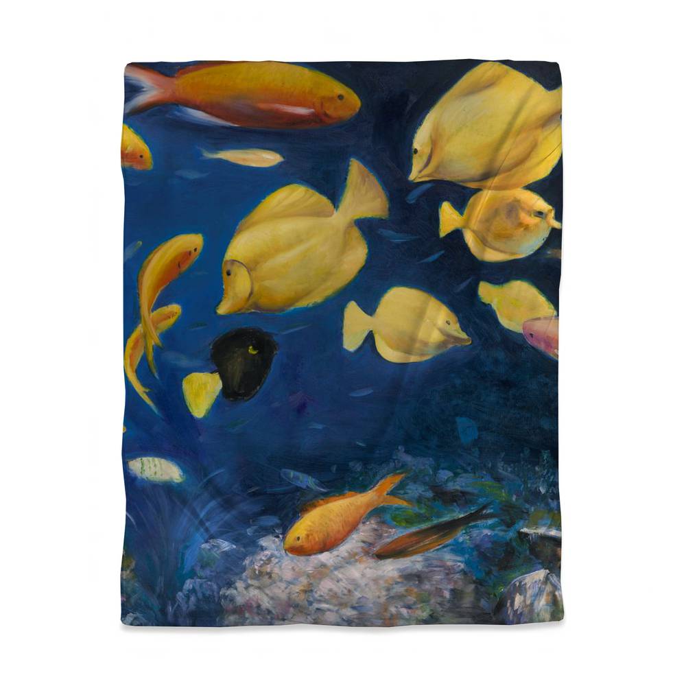3817-VWCT-AN170 Fish Under the Sea Blue Twin Size Duvet Cover - Aquatic Animal Decor