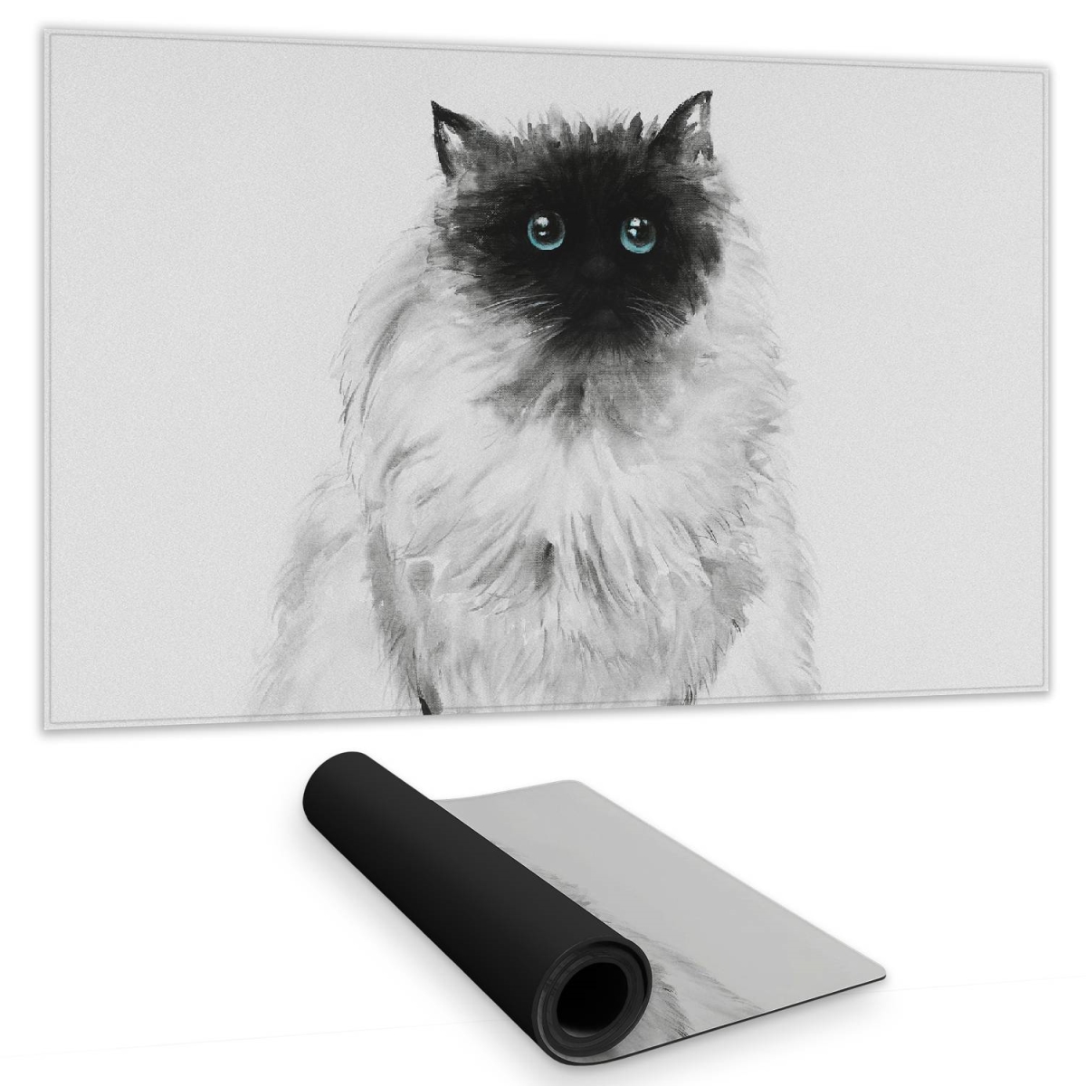 C1DM1424C5ABOG 14 x 24 in. Blue Eyes Fluffy Siamese Cat Desk Mat - Home Decor