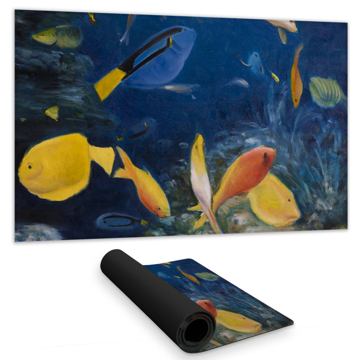 C1DM142476A30E 14 x 24 in. Colorful Fish Under the Sea Blue Desk Mat - Home Decor