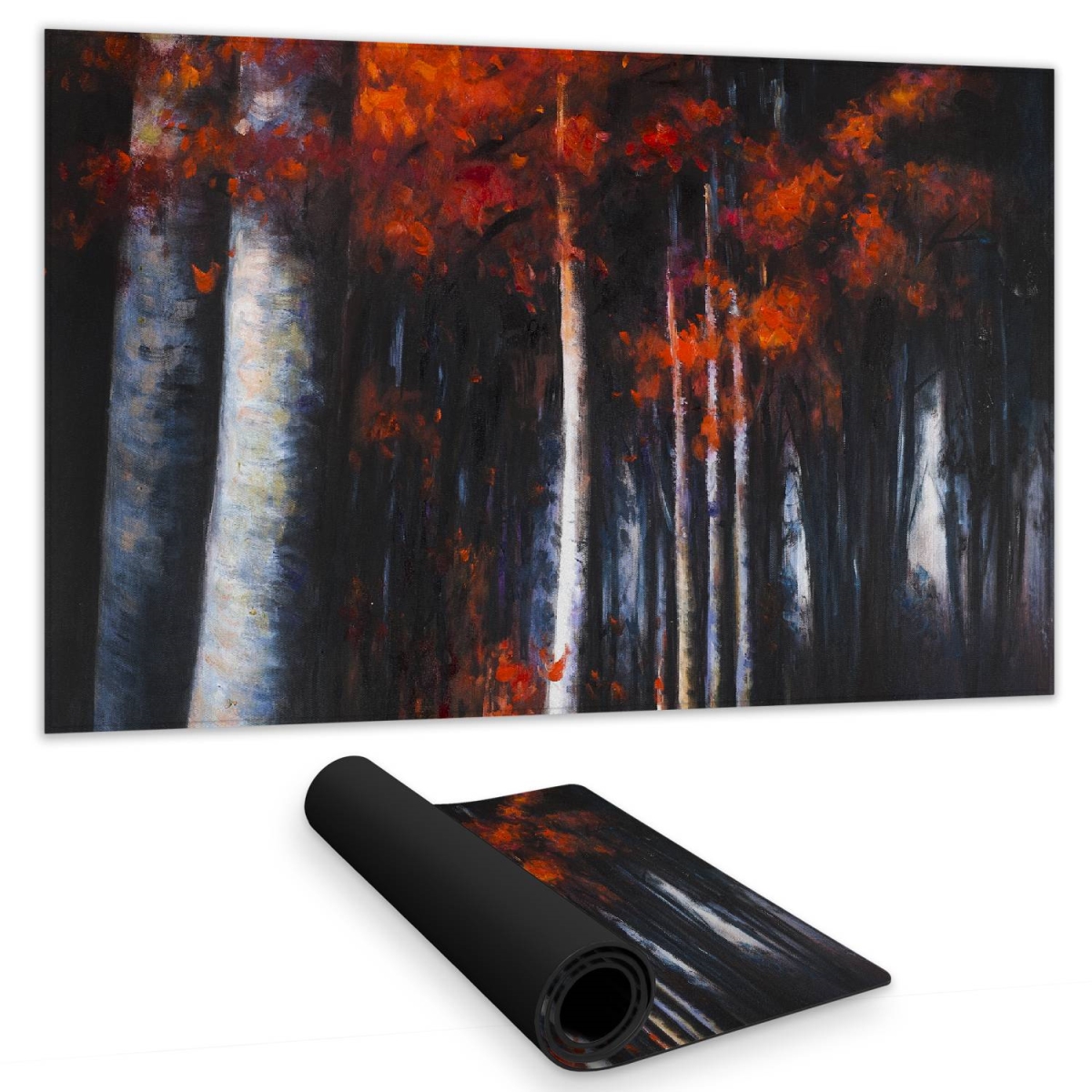 C1DM1424NODPO7 14 x 24 in. Mysterious Forest Gray Trees Desk Mat - Home Decor Essential