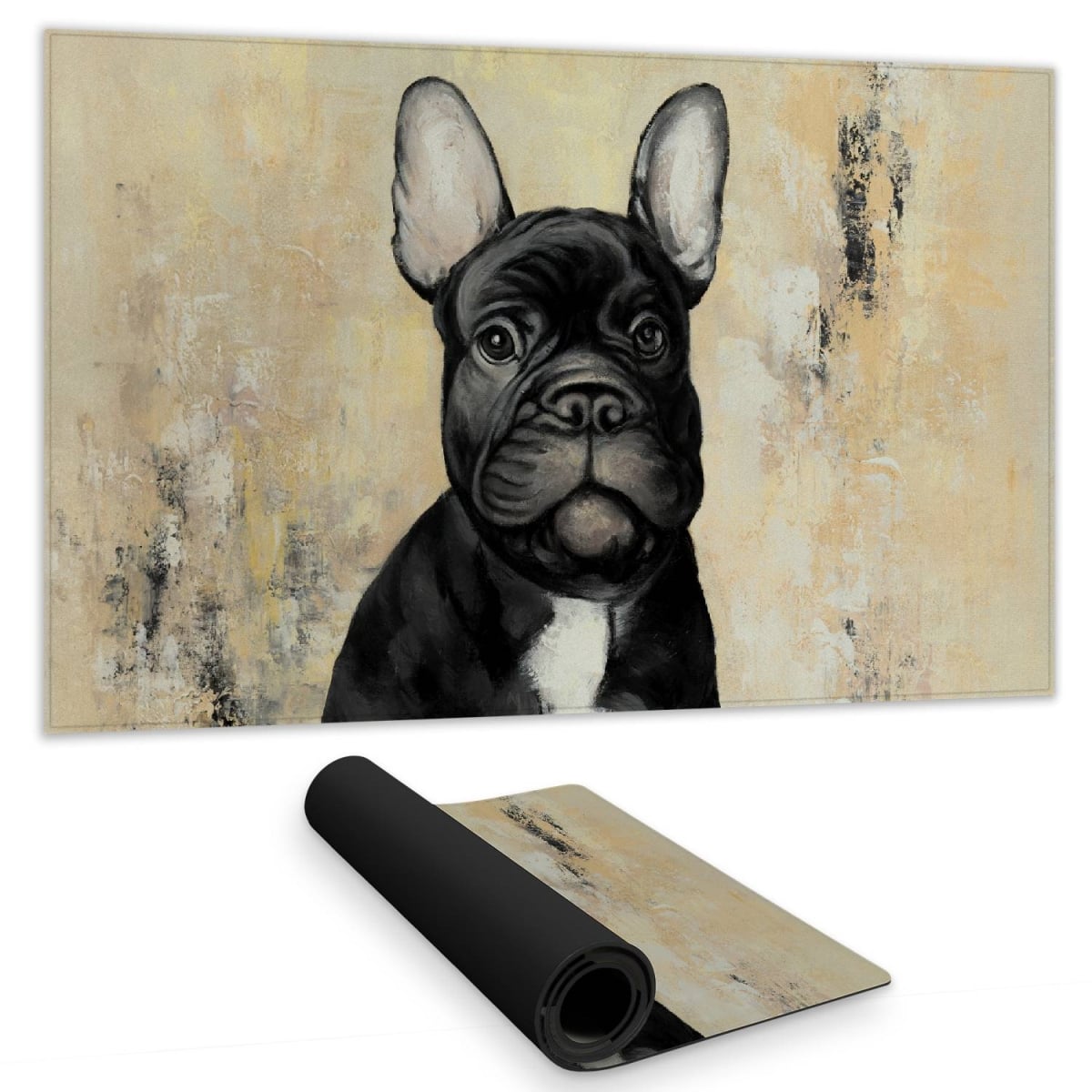 C1DM1424RNKFV1 14 x 24 in. French Bulldog Black Desk Mat - Contemporary Animal Decor