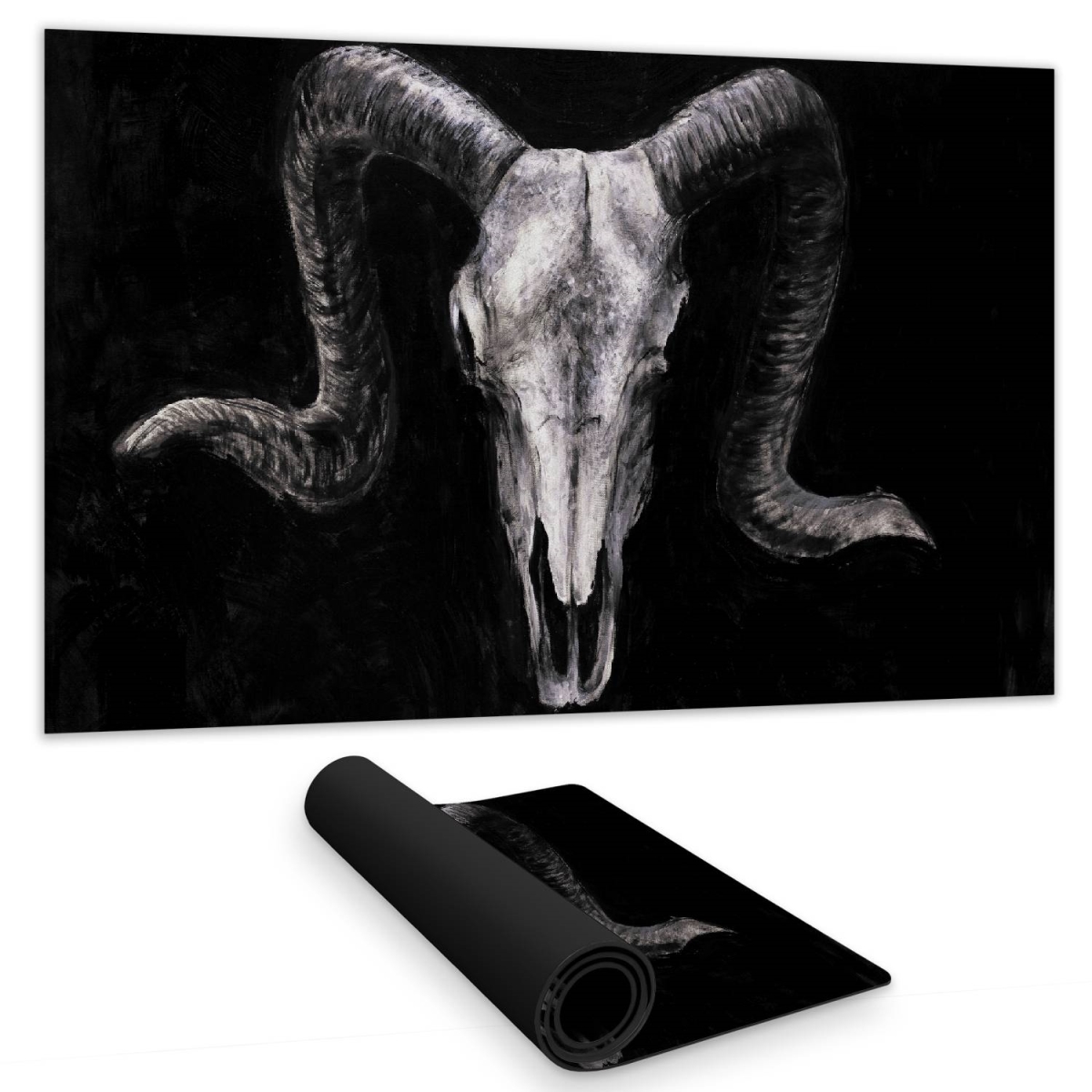 C1DM14247K221I 14 x 24 in. Rustic Gray Ram Skull Desk Mat - Grunge Animal Home Decor