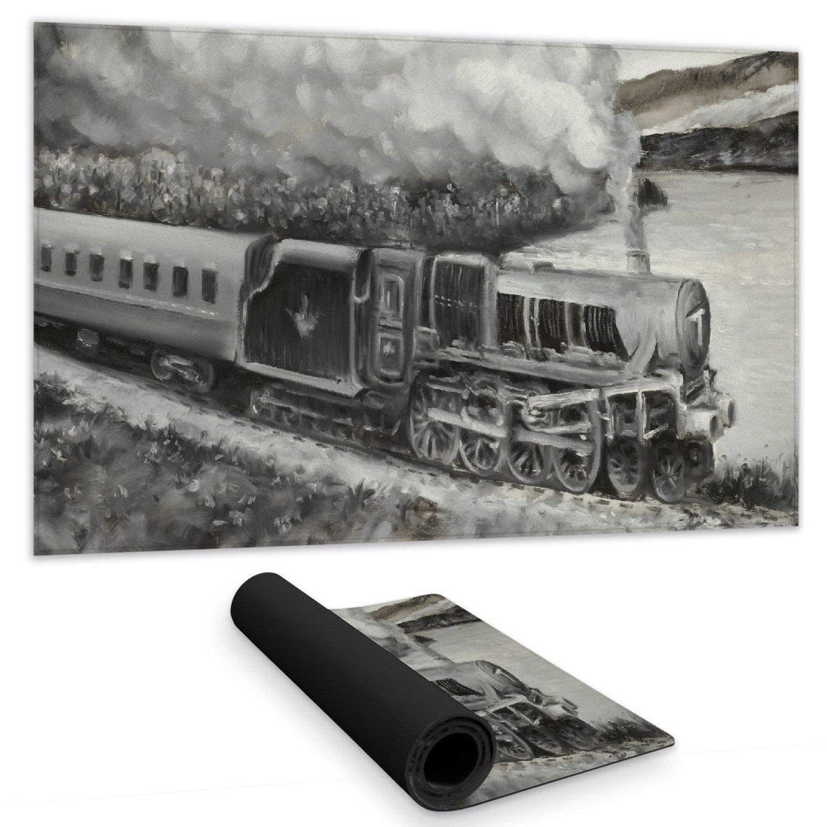 C1DM1424HDSIIB 14 x 24 in. Vintage Locomotive Gray Desk Mat - Industrial Home Decor
