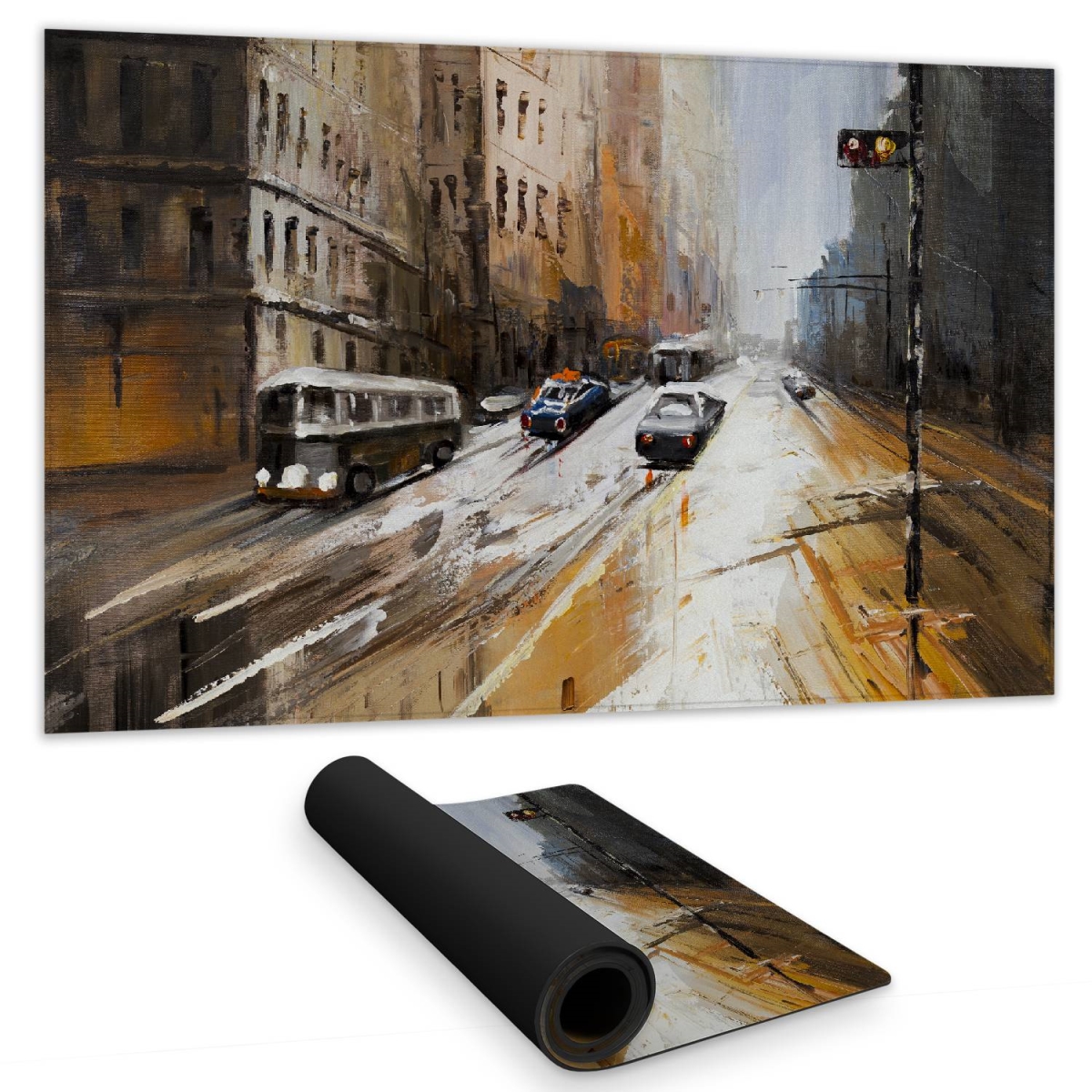 C1DM1424OX5F99 14 x 24 in. Abstract City Street Brown Bedroom Desk Mat - Home Decor