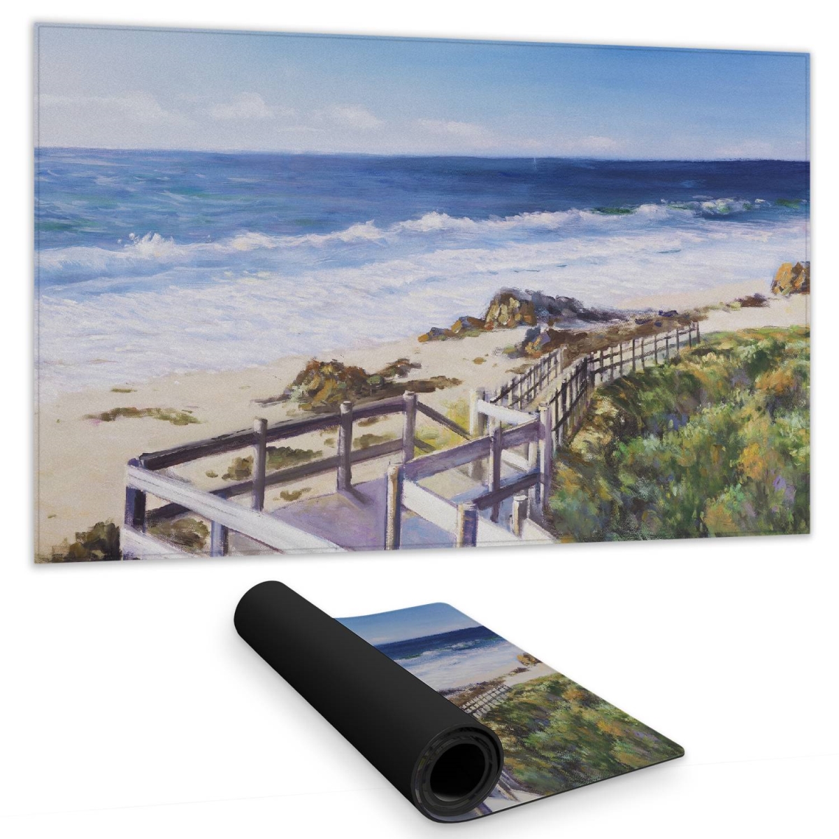 C1DM142435WSFY 14 x 24 in. Walk To the Beach Blue Sea Desk Mat - Bedroom Home Decor