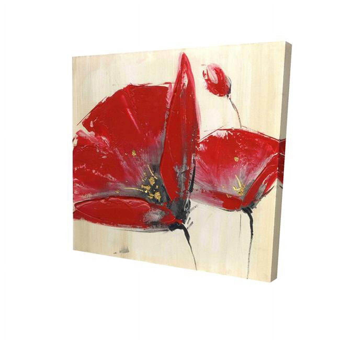 16 x 16 in. Three Red Flowers-Print on Canvas