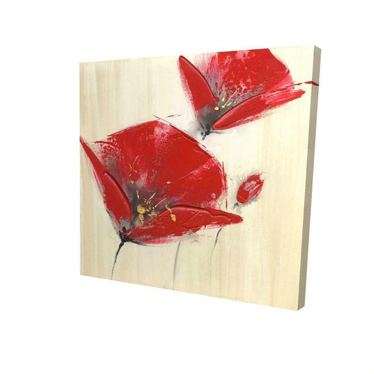 16 x 16 in. Three Red Flowers with Texture-Print on Canvas