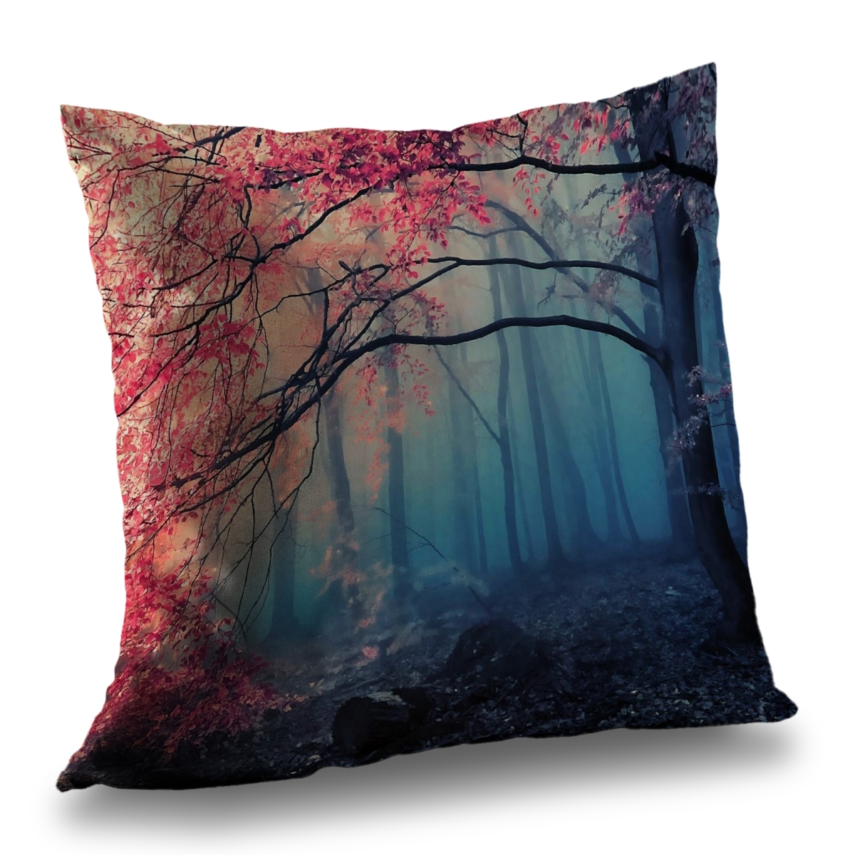 C1PT14148M4246 14 x 14 in. Pink Leaves Poly Twill Throw Pillow - Insert Included Decor