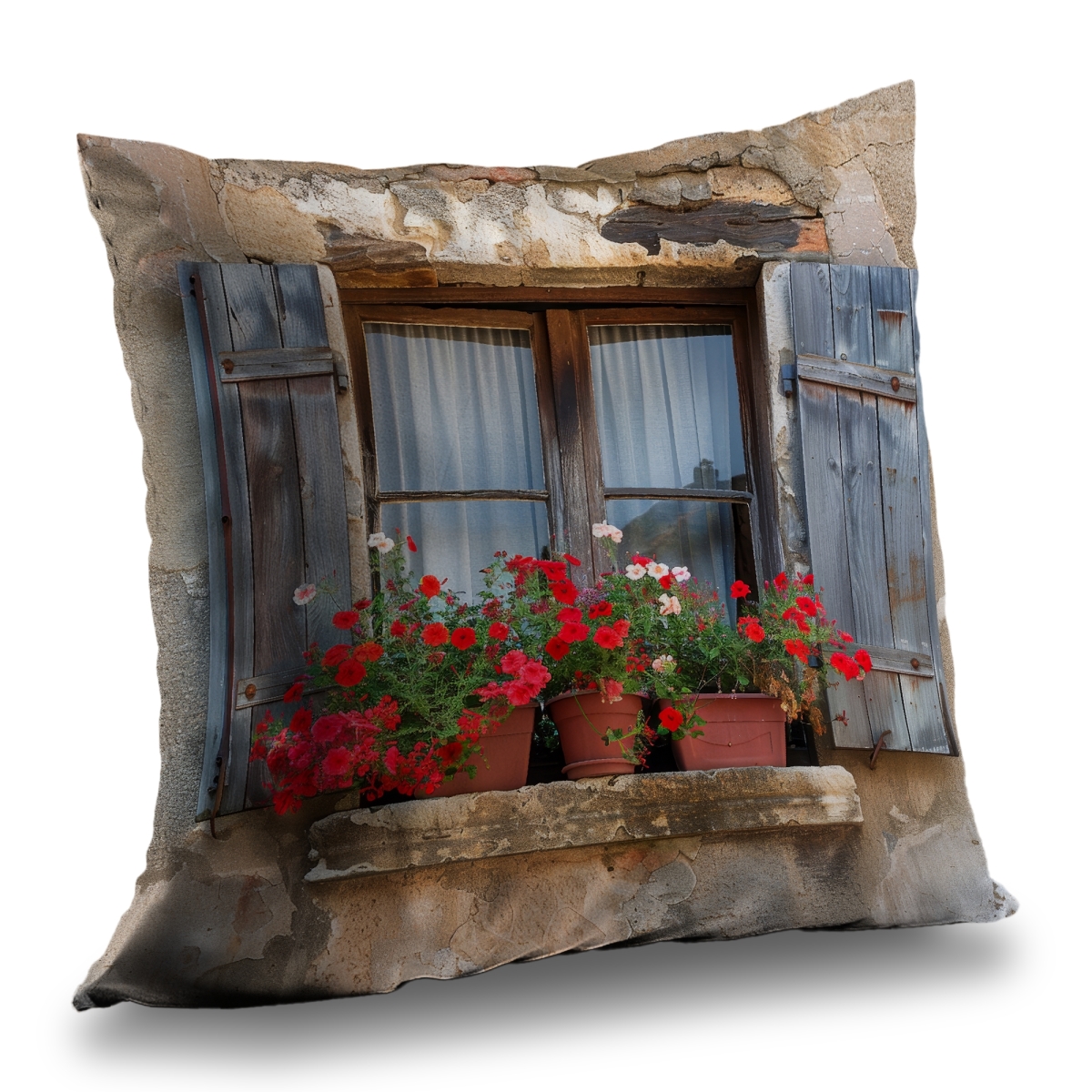 C1PT1616L25OBS 16 x 16 in. Flowers on the Ledge - Gray Poly Twill Throw Pillow Insert