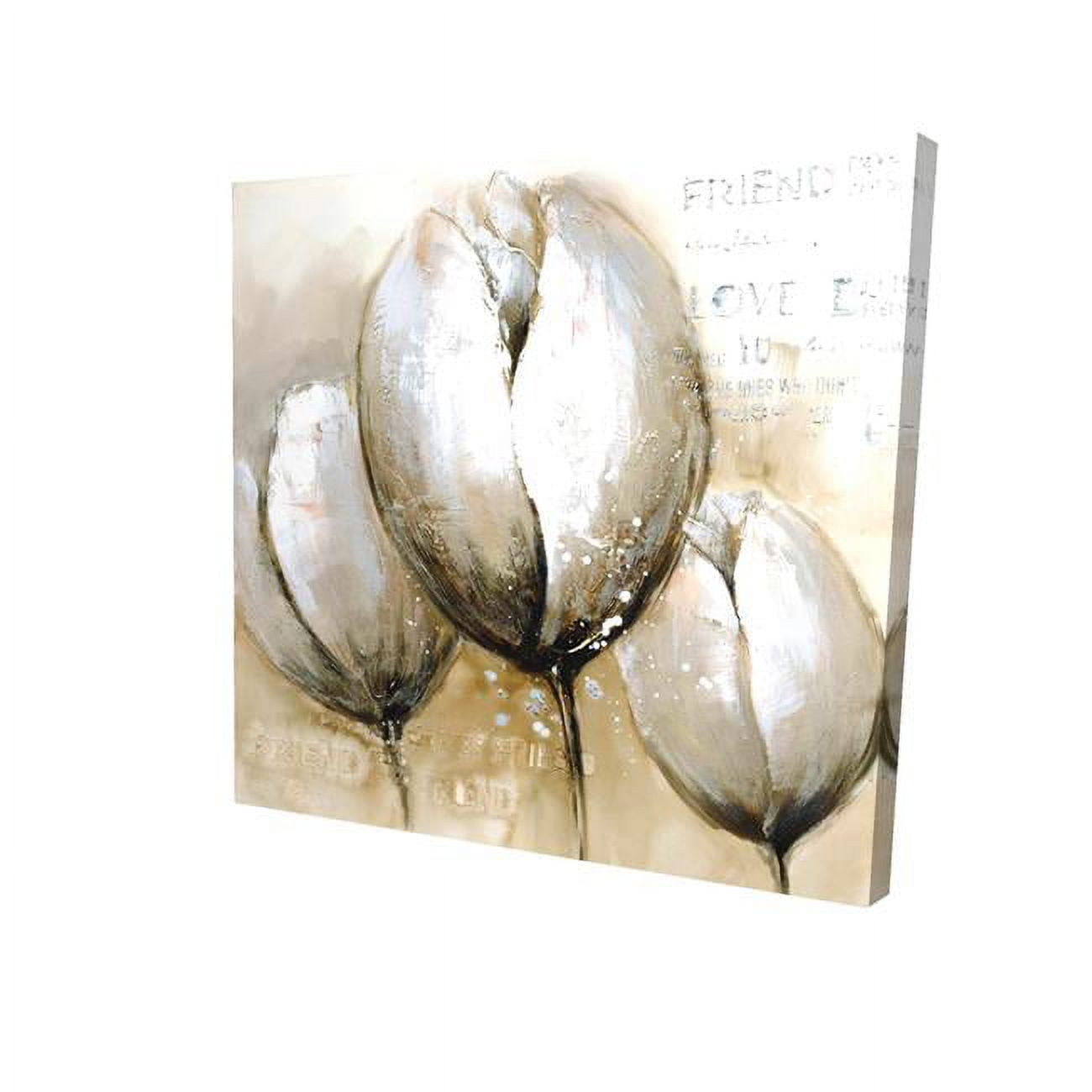 16 x 16 in. Three Tulips with Typography-Print on Canvas