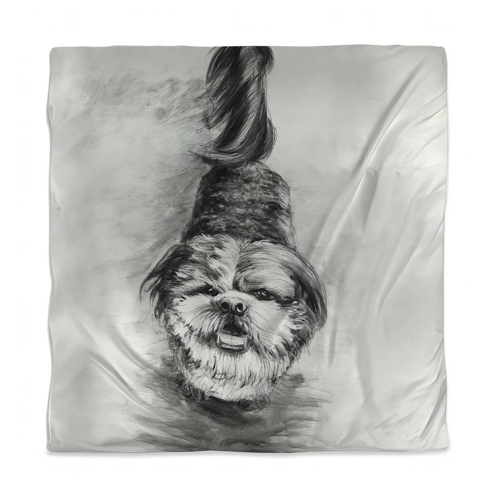 3817-SWCQ-AN185 Happy Dog Sketch White Pets Queen Size Duvet Cover - Home Decor Bedding