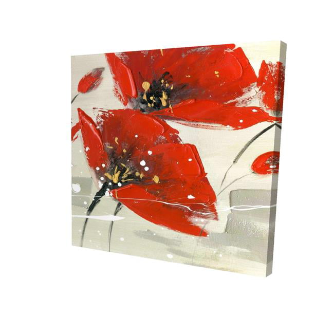 16 x 16 in. Abstract Red Flowers in the Wind-Print on Canvas