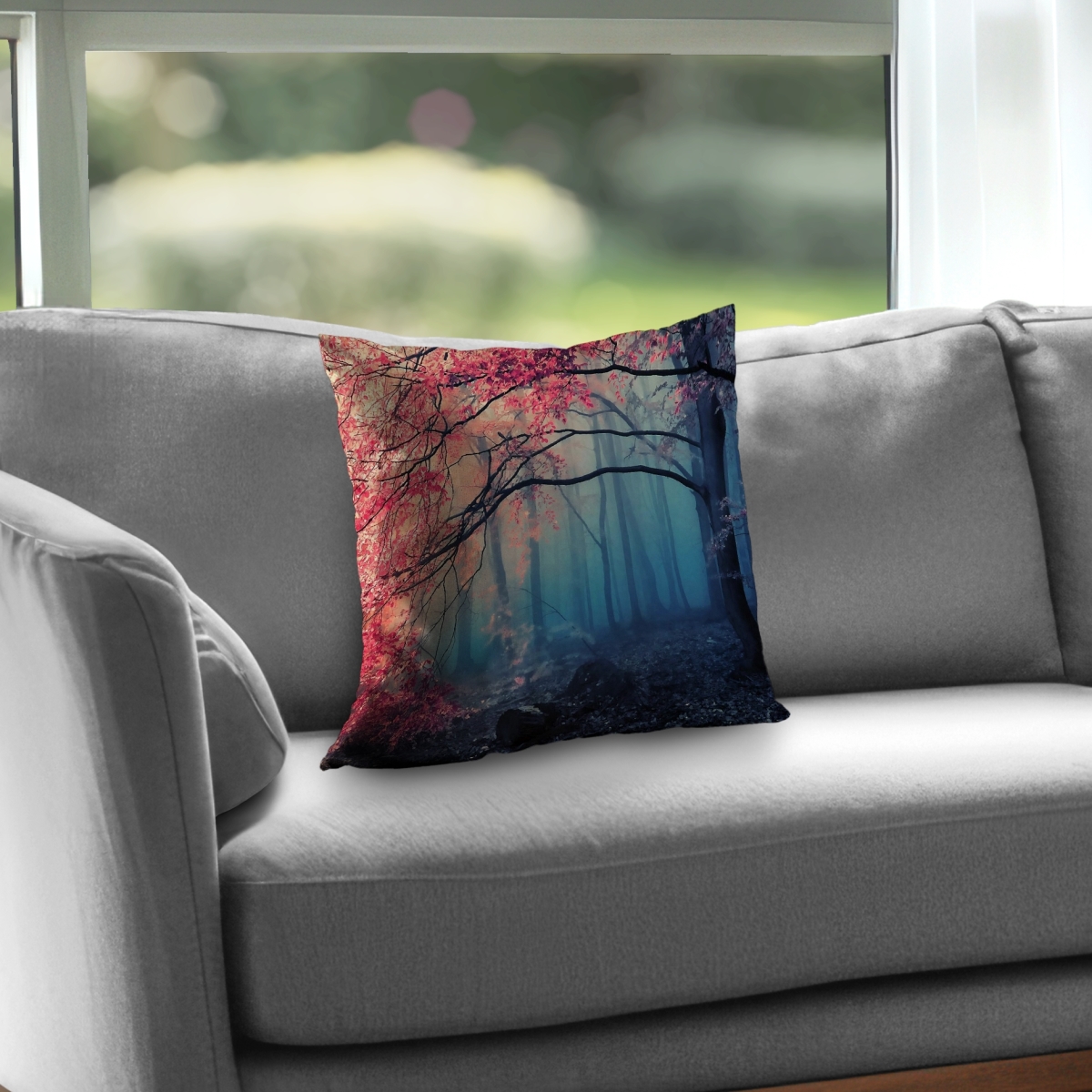 C1PT1616OVAE0R 16 x 16 in. Pink Leaves Gray Poly Twill Throw Pillow Insert - Home Decor