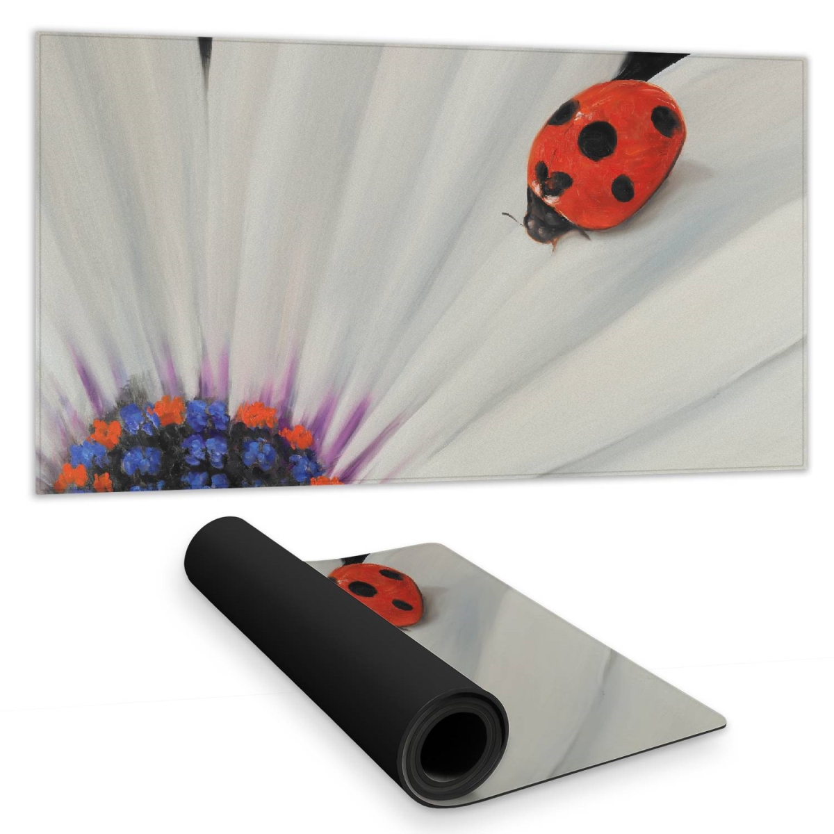 C1DM15310G03N3 16 x 32 in. Romantic Botanical Blue Desk Mat - White Daisy & Ladybug Decor