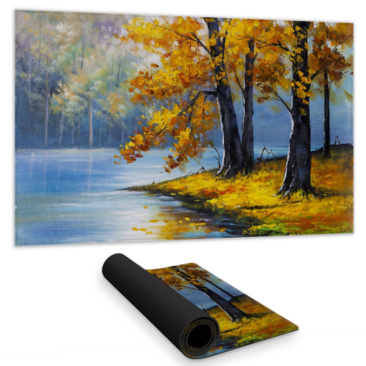 C1DM1424XJOPVR 14 x 24 in. Two Trees by the Lake Desk Mat - Bedroom Landscapes Decor