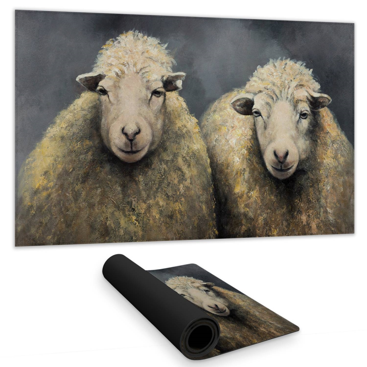 C1DM1424IWV0XU 14 x 24 in. Rustic Wool Sheep Desk Mat - Farm Animal Home Decor
