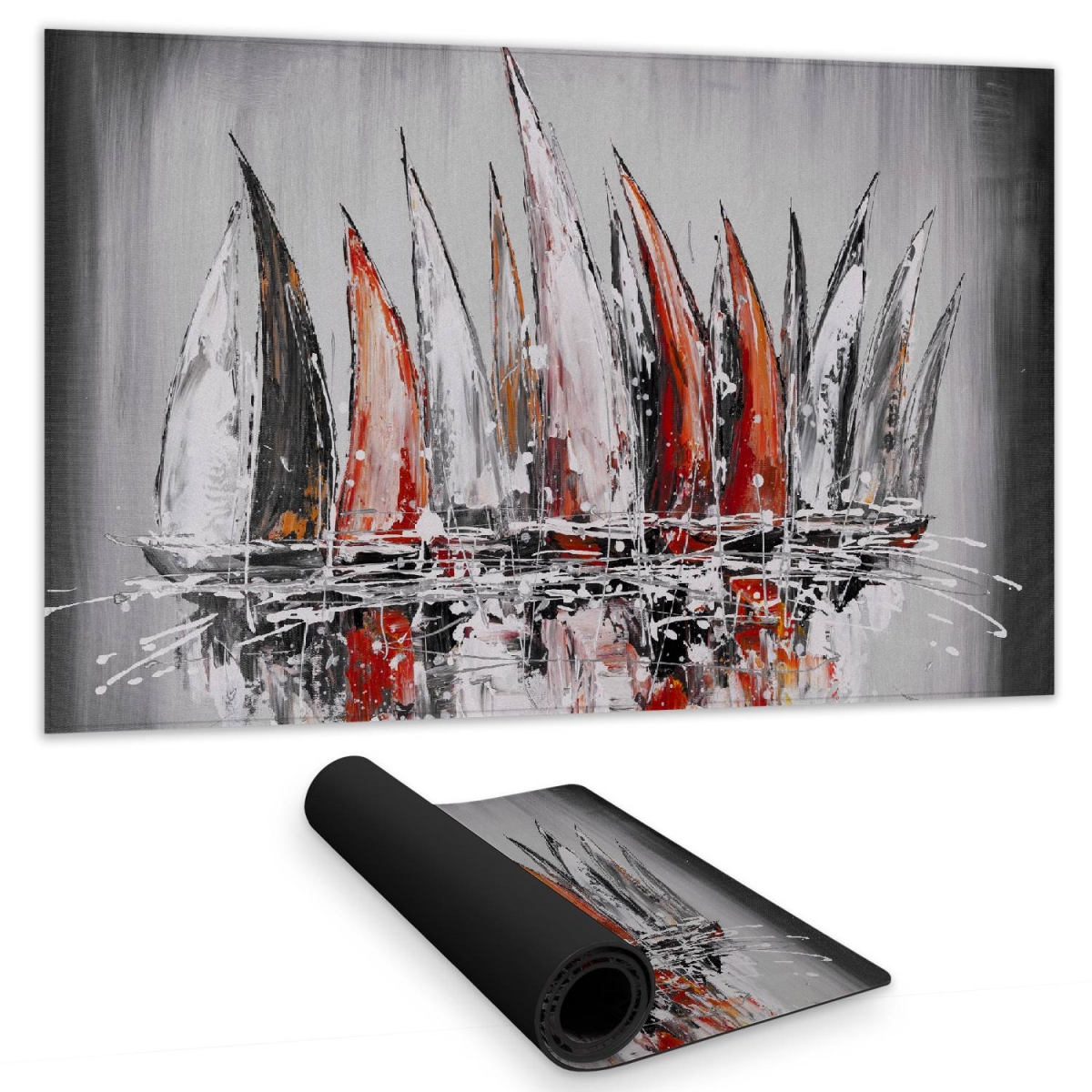 C1DM14241HYJDS 14 x 24 in. Gray Sailboat Desk Mat - Splash Paint Design for Bedroom Decor