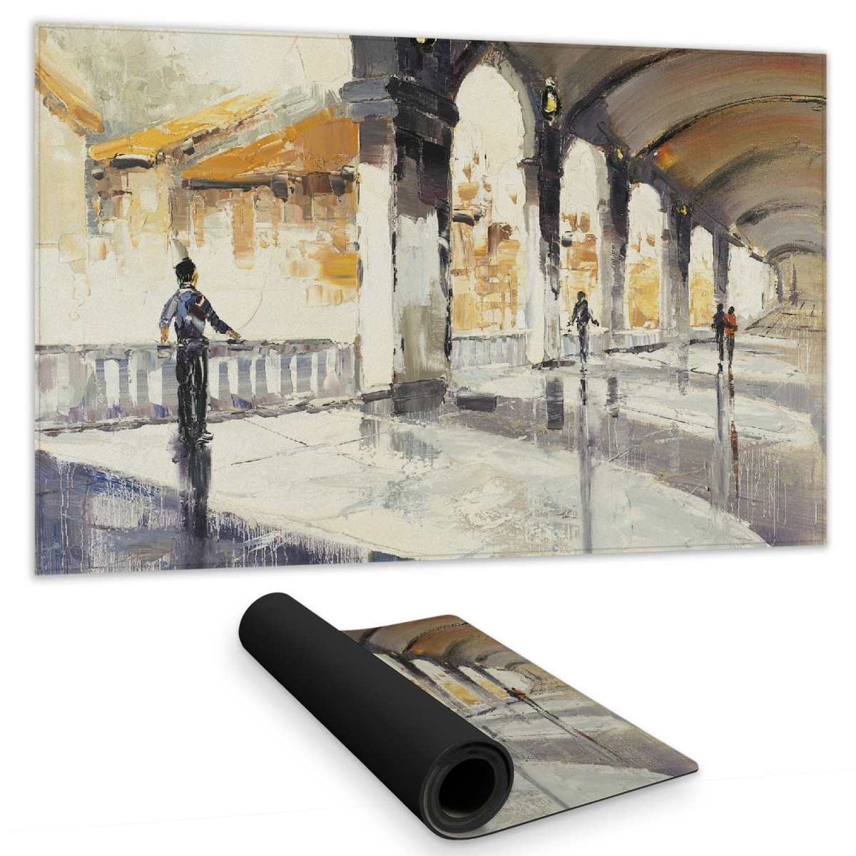 C1DM1424TRCD2S 14 x 24 in. Bedroom Desk Mat - People in Spacious Hall Scenery Decor