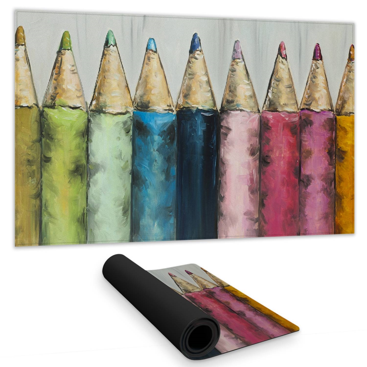 C1DM142492RM1J 14 x 24 in. Blue Hobbies Bedroom Desk Mat - Coloring Pencils Decor