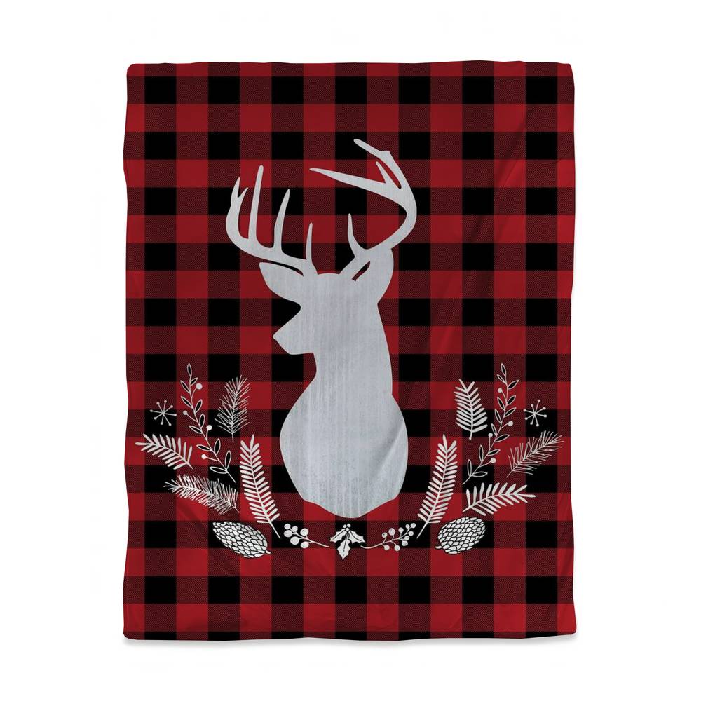 3817-VWCT-HO2 Deer Plaid Holidays Pattern Rustic Twin Size Duvet Cover - Home Decor