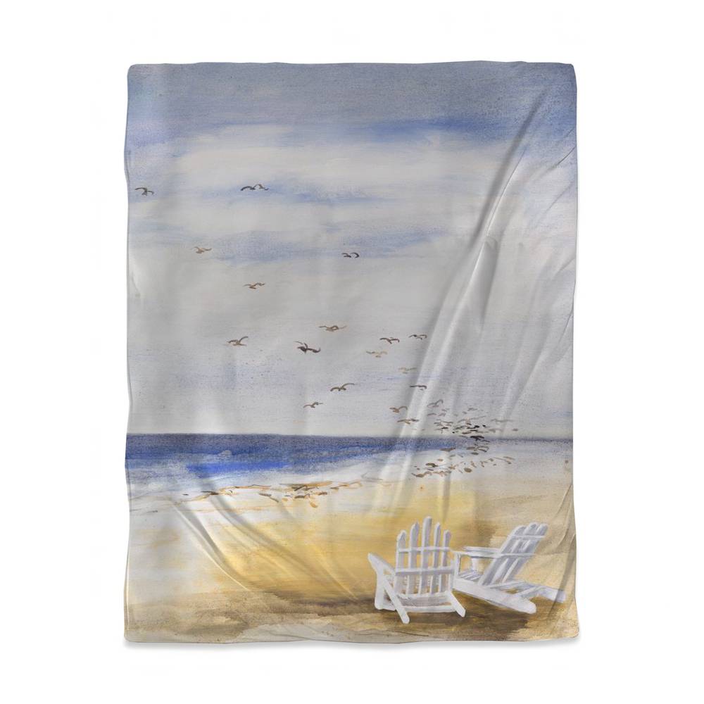 3817-VWCT-CO14 Day at the Beach Blue Coastal Twin Size Duvet Cover - Home Decor