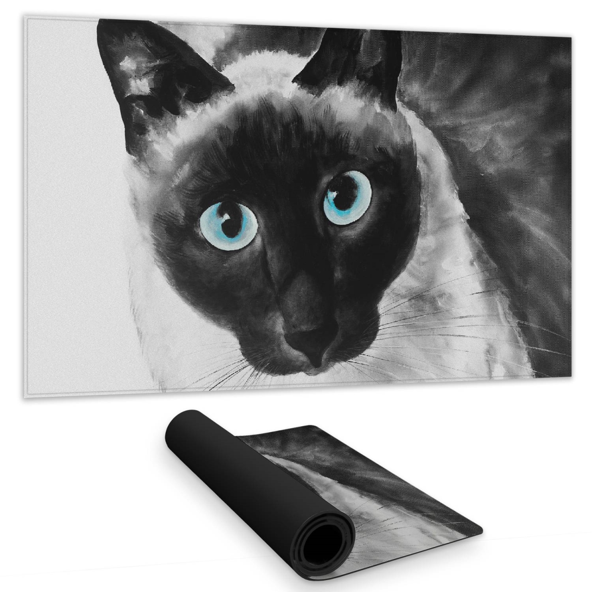C1DM1424NKG9HL 14 x 24 in. Minimalist White Pets Desk Mat - Blue Eyes Siamese Cat Decor