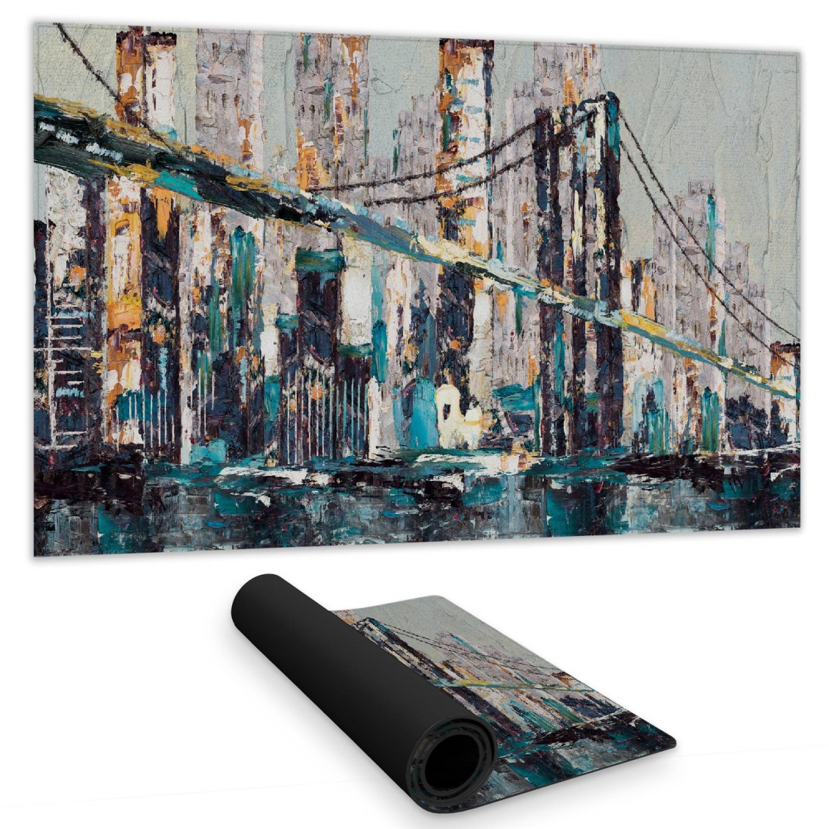 C1DM1424KZLFEN 14 x 24 in. Cities Contemporary Desk Mat - Abstract Bridge Home Decor