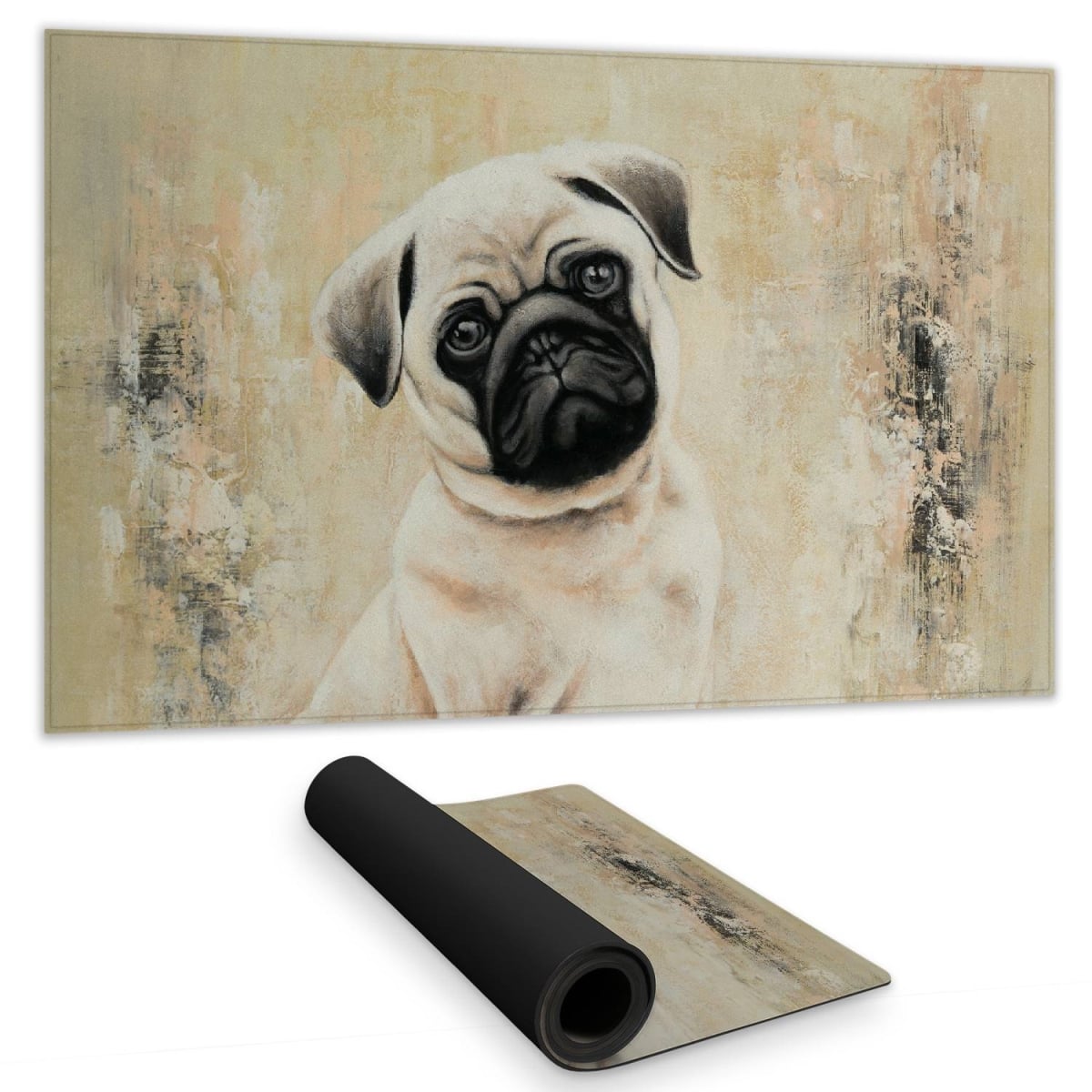 C1DM1424LBDEWF 14 x 24 in. Small Pug Dog Desk Mat - Cute Home Decor for Pet Lovers