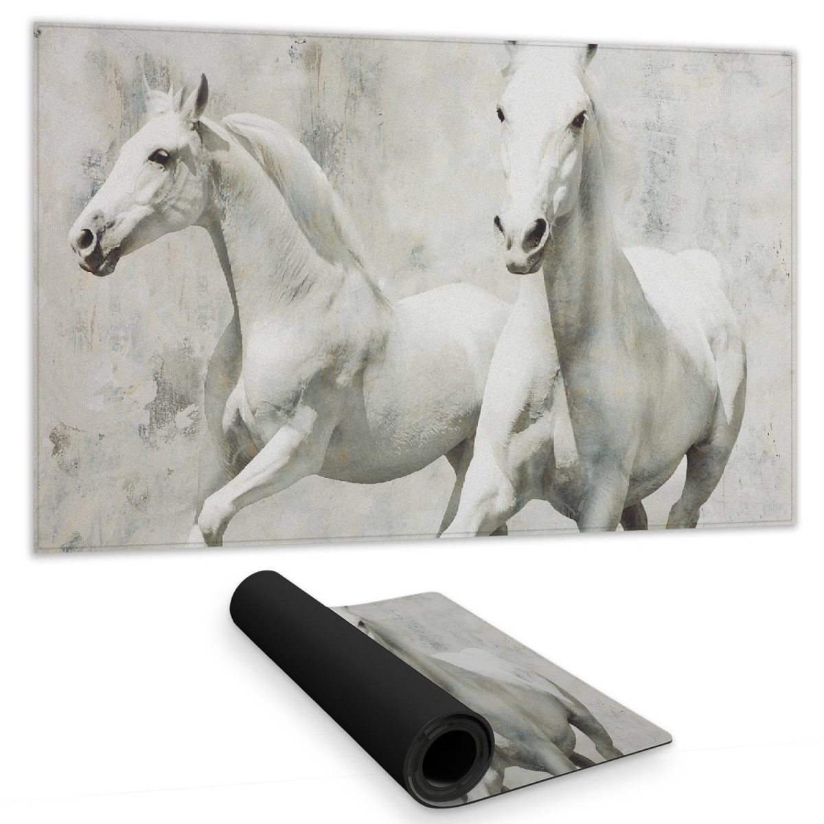 C1DM14240HOVE7 14 x 24 in. Two White Horses Western Desk Mat - Home Decor for Bedroom