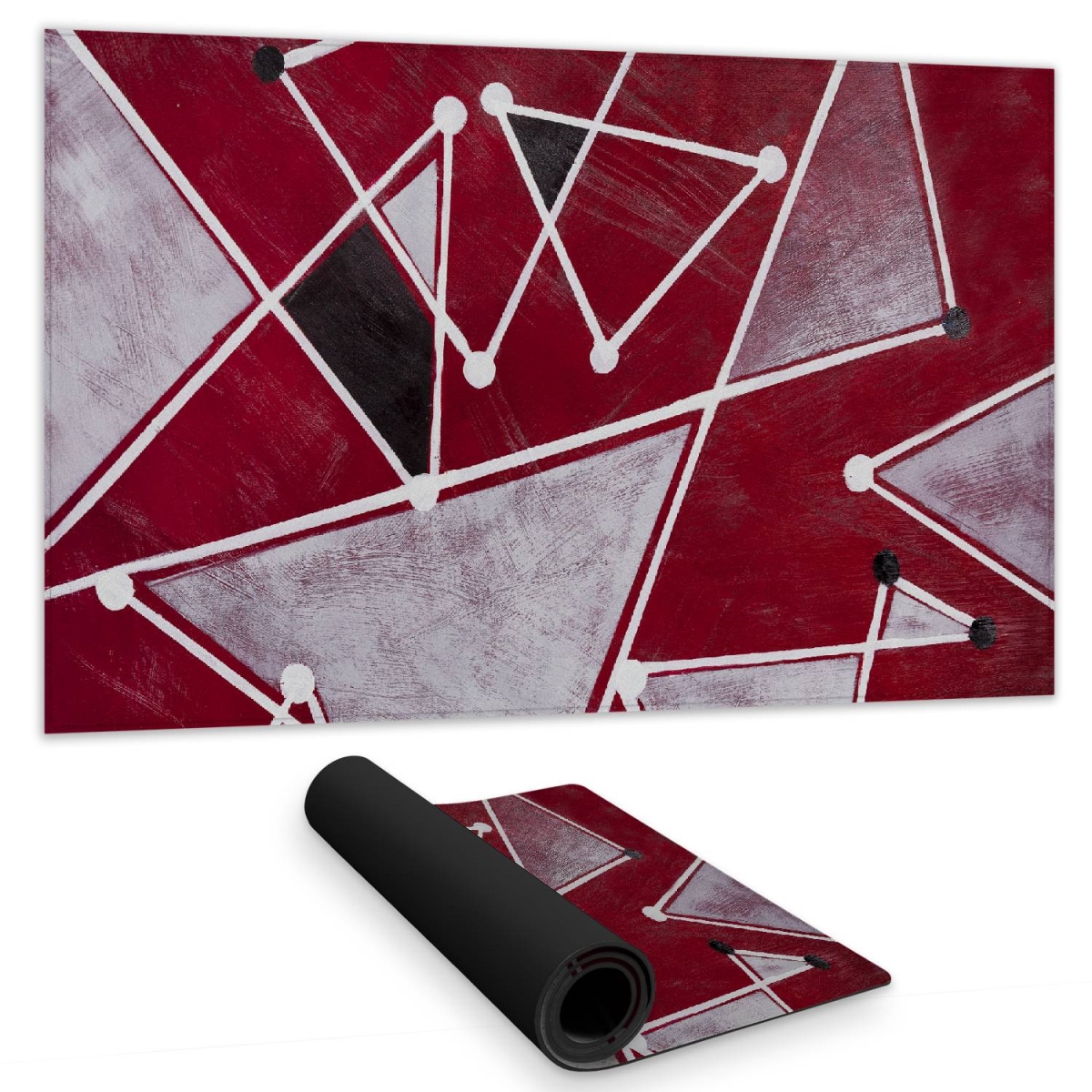 C1DM1424J9DCPD 14 x 24 in. Office Shapes Desk Mat - White Triangles on Red - Home Decor