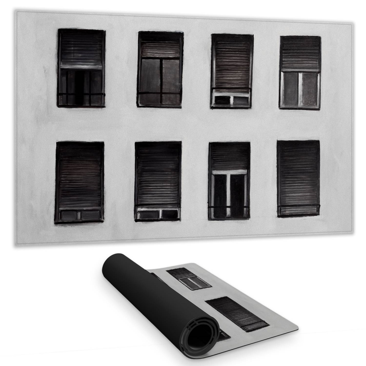 C1DM14249S8LSJ 14 x 24 in. Gray Windows Desk Mat - Home Decor Bedroom Building Style