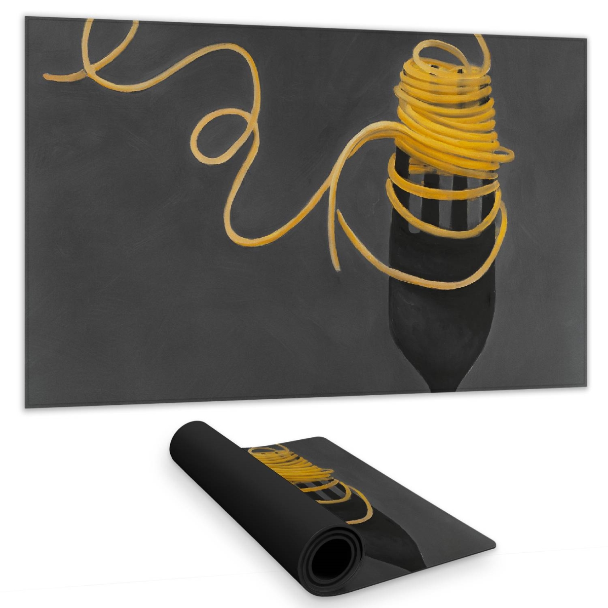 C1DM1424H65WUZ 14 x 24 in. Object Gray Kitchen Desk Mat - Spaghetti Fork Design Decor