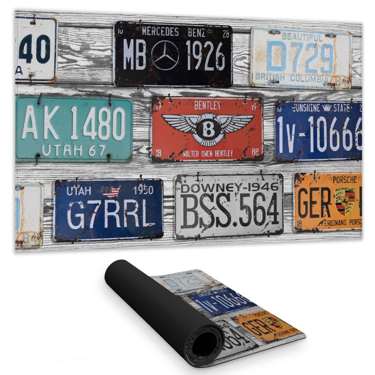C1DM14247CQKFI 14 x 24 in. Vintage Plates Desk Mat - Industrial Man Cave Decor