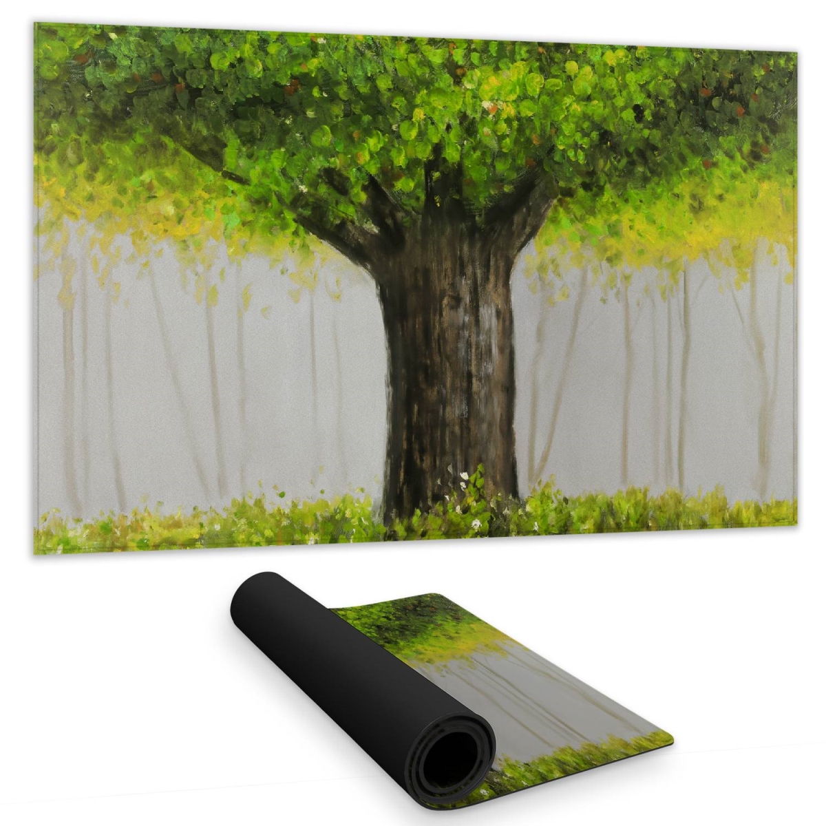 C1DM1424EJNCL0 14 x 24 in. Big Green Tree Desk Mat - Contemporary Brown Landscapes Decor