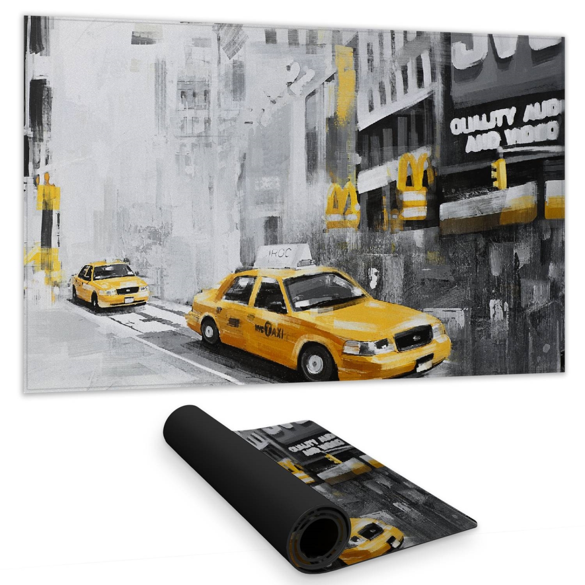 C1DM14247Y9WDL 14 x 24 in. York City Taxis Desk Mat - Industrial Home Decor