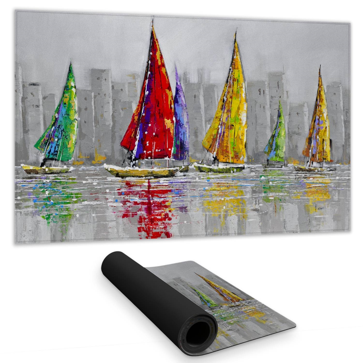 C1DM1424A19ETV 14 x 24 in. Bedroom Gray Desk Mat - Sailboats in the Wind - Home Decor
