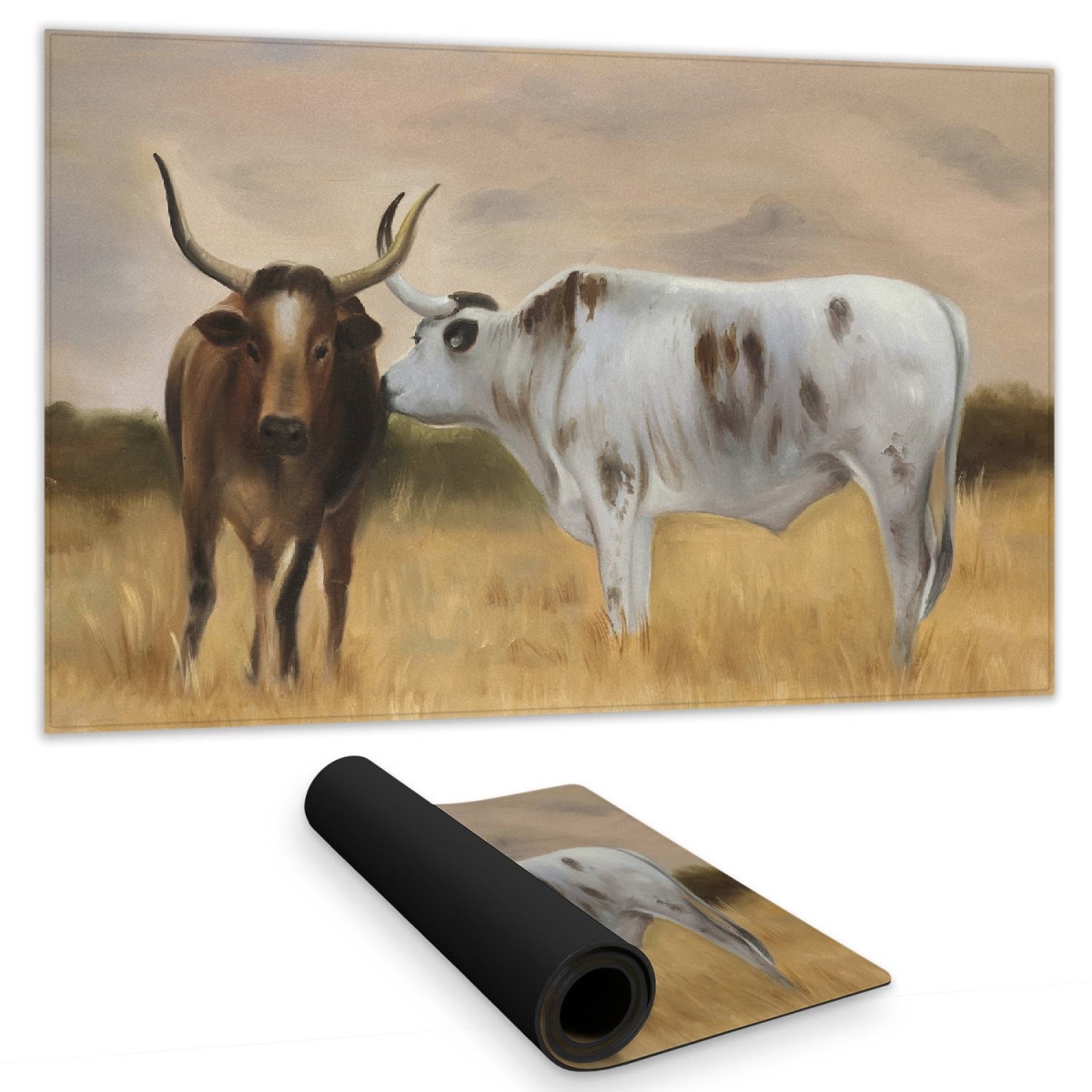 C1DM1424RQ01YB 14 x 24 in. Nguni Herd Brown Animals Rustic Desk Mat - Home Decor