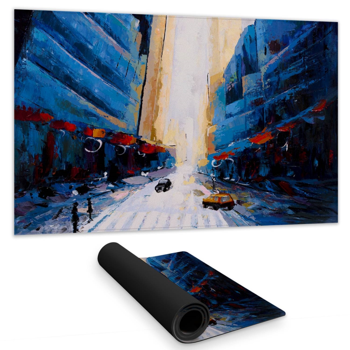 C1DM14246WFAQW 14 x 24 in. Blue Asymmetrical Street Desk Mat - Contemporary Home Decor